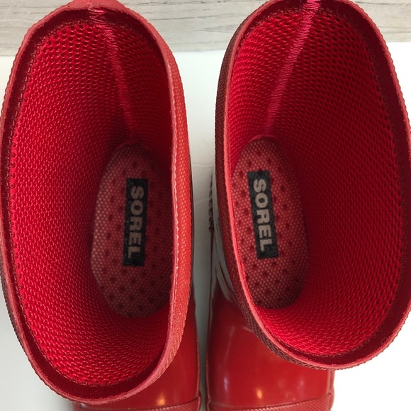 Sorel Joan Short Rain Cherry Red Waterproof Boots size 6 - Picture 7 of 10